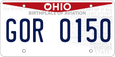 OH license plate GOR0150