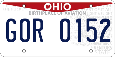 OH license plate GOR0152