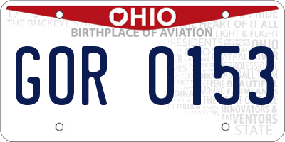 OH license plate GOR0153
