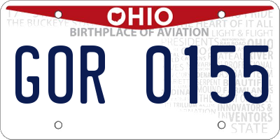 OH license plate GOR0155