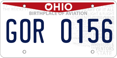 OH license plate GOR0156