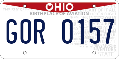 OH license plate GOR0157