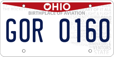 OH license plate GOR0160
