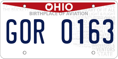 OH license plate GOR0163