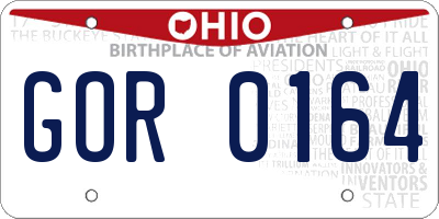 OH license plate GOR0164
