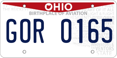 OH license plate GOR0165