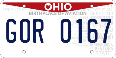 OH license plate GOR0167