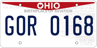 OH license plate GOR0168