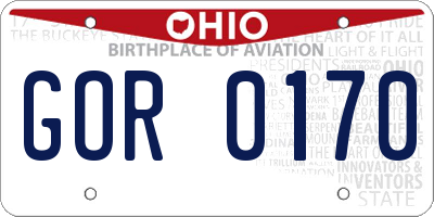 OH license plate GOR0170