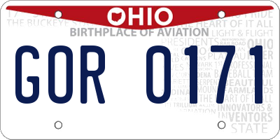 OH license plate GOR0171