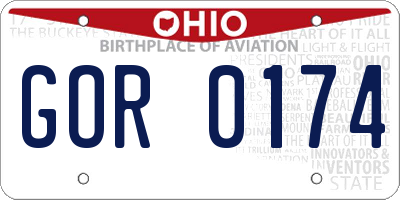 OH license plate GOR0174