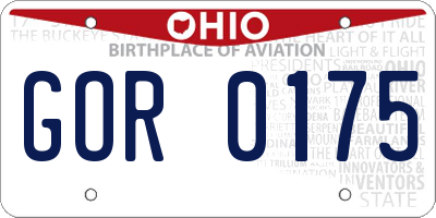 OH license plate GOR0175