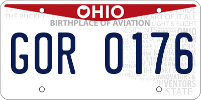 OH license plate GOR0176
