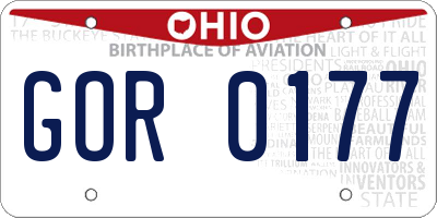 OH license plate GOR0177
