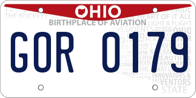 OH license plate GOR0179