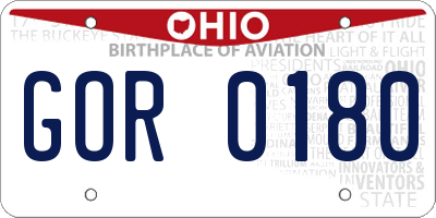 OH license plate GOR0180