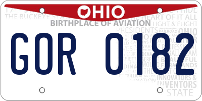 OH license plate GOR0182