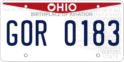 OH license plate GOR0183