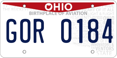 OH license plate GOR0184