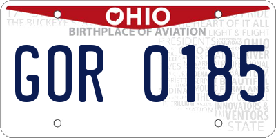OH license plate GOR0185