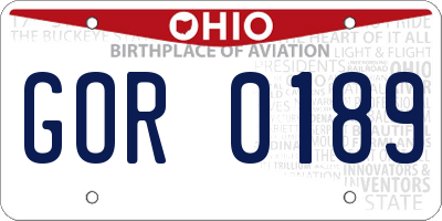 OH license plate GOR0189