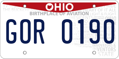 OH license plate GOR0190
