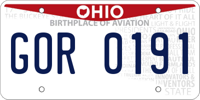 OH license plate GOR0191