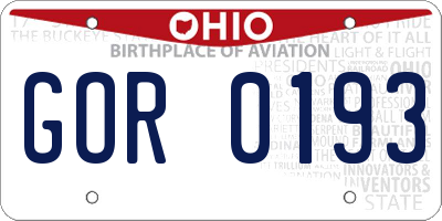 OH license plate GOR0193