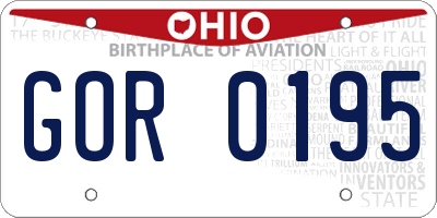 OH license plate GOR0195