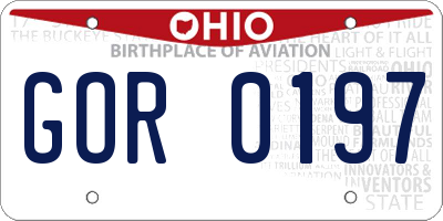 OH license plate GOR0197