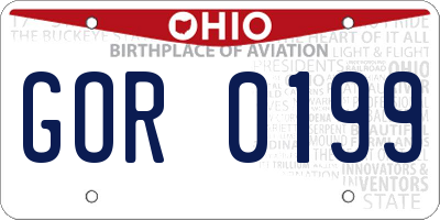 OH license plate GOR0199