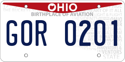 OH license plate GOR0201