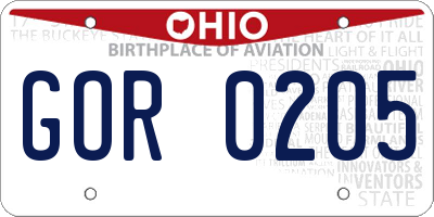 OH license plate GOR0205