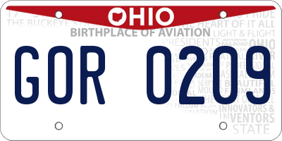 OH license plate GOR0209