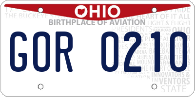 OH license plate GOR0210