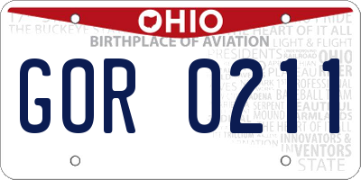 OH license plate GOR0211