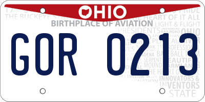 OH license plate GOR0213