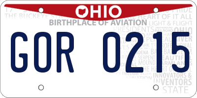 OH license plate GOR0215