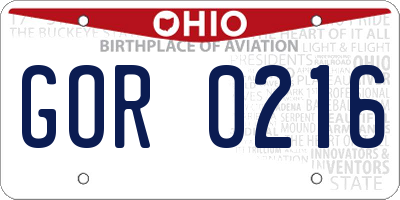 OH license plate GOR0216