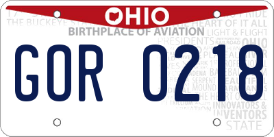 OH license plate GOR0218