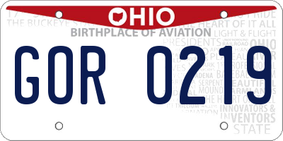 OH license plate GOR0219