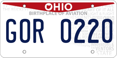 OH license plate GOR0220