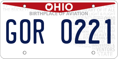 OH license plate GOR0221