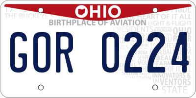 OH license plate GOR0224