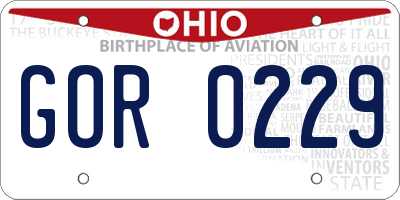 OH license plate GOR0229