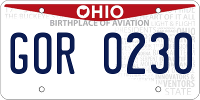 OH license plate GOR0230