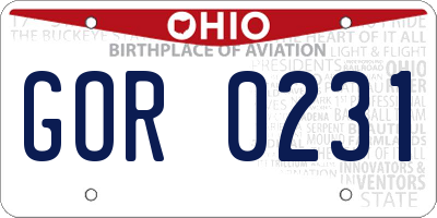 OH license plate GOR0231