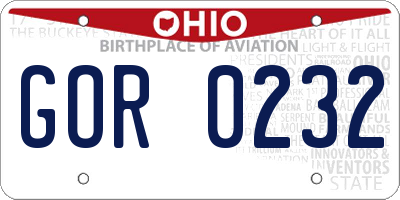 OH license plate GOR0232