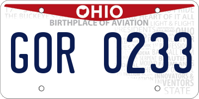 OH license plate GOR0233
