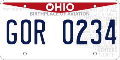 OH license plate GOR0234